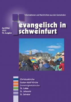 Titelbild der Ausgabe: Friedensdemonstration für die Ukraine, im Hintergrund Rückert-Denkmal und St. Johanniskirche