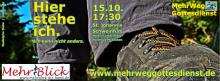 "Hier stehe ich": Plakat mit Schuh.